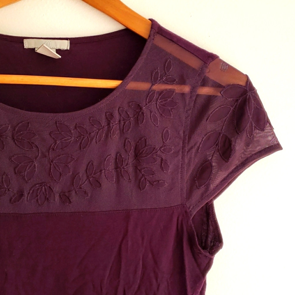 Purple top with embroidered mesh